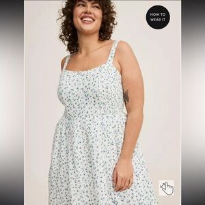 Torrid Blue Floral White Mini Dress - Like New - 2X